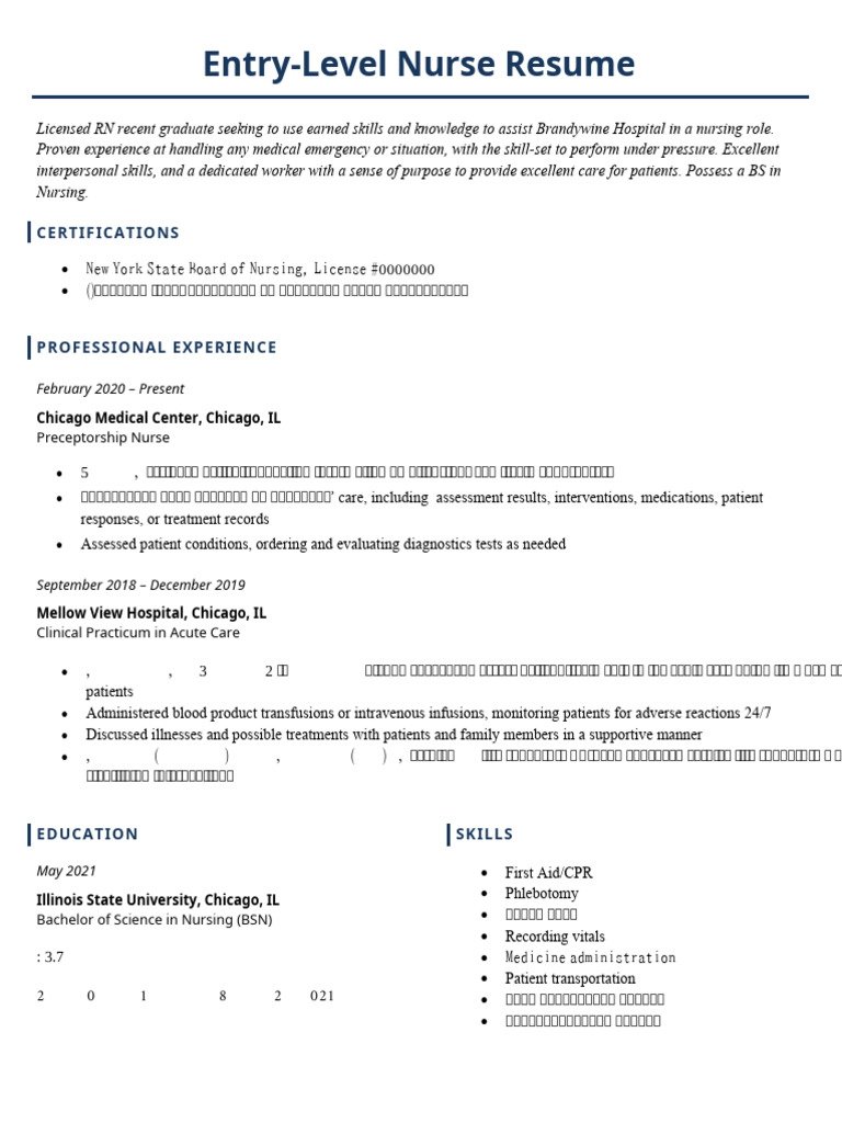Entry Level Nurse Resume Example 5 Writing Tips