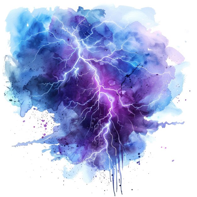 Premium Photo A Drawing Of A Lightning Bolt And Purple Watercolor